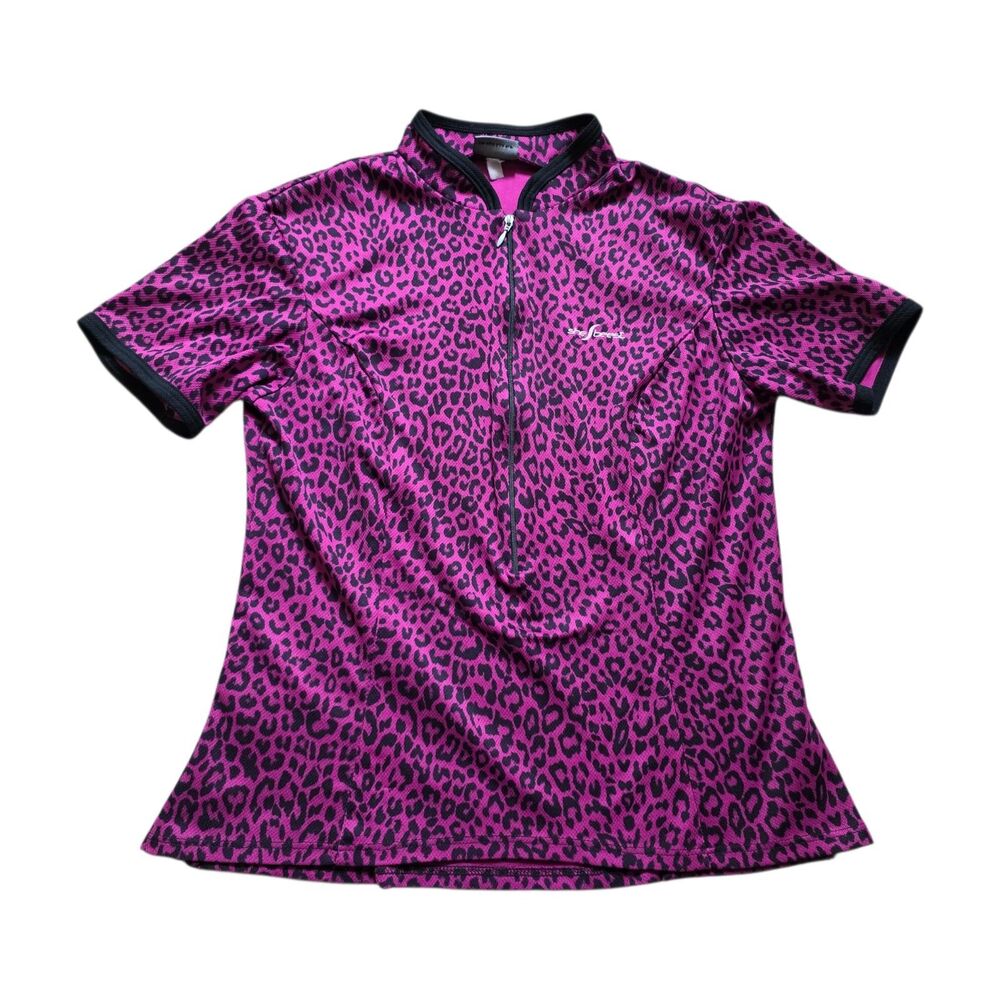 Shebeest Jersey Pink Leopard Cheetah Print Women Size Small Cycling Jersey Top